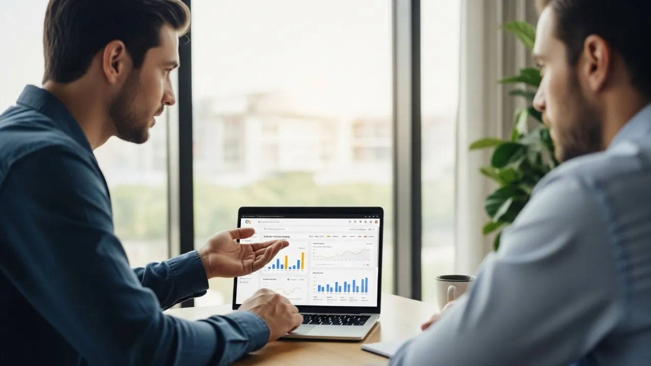 Advertising campaign results report with conversion rates and performance analysis