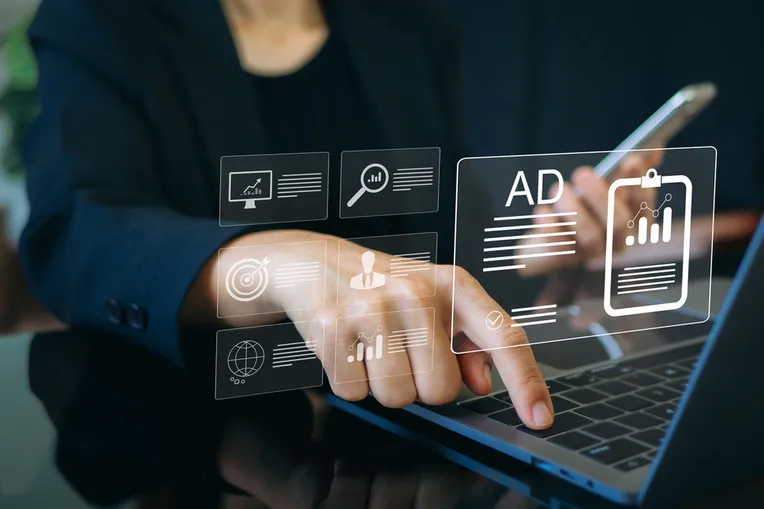 Advertising campaign setup interface showing targeting options and budget allocation